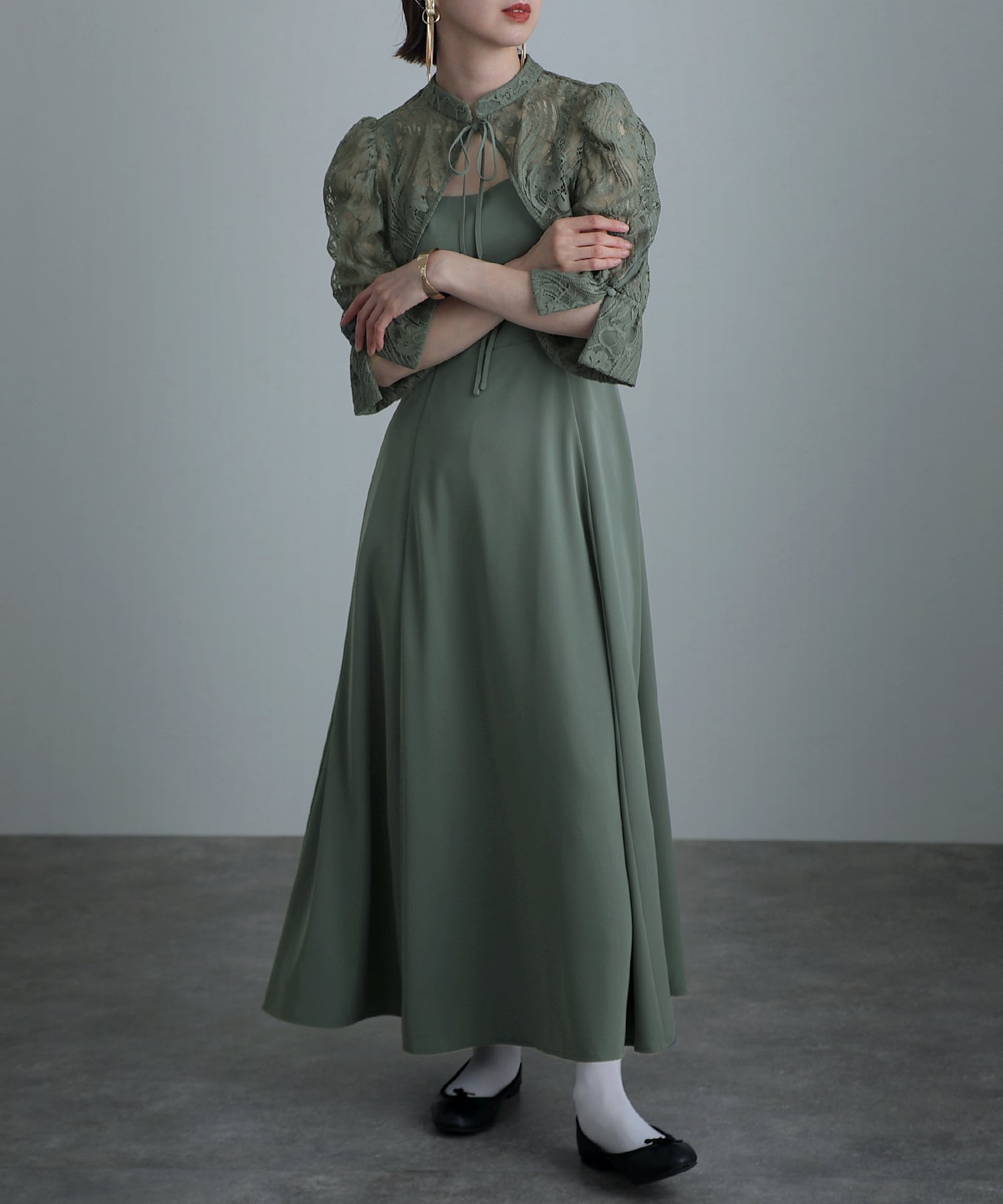 PourVous Bolero Party Dress Ceremony Midi Length &amp; Sleeved Wedding Formal Dress for Women in their 20s, 30s and 40s