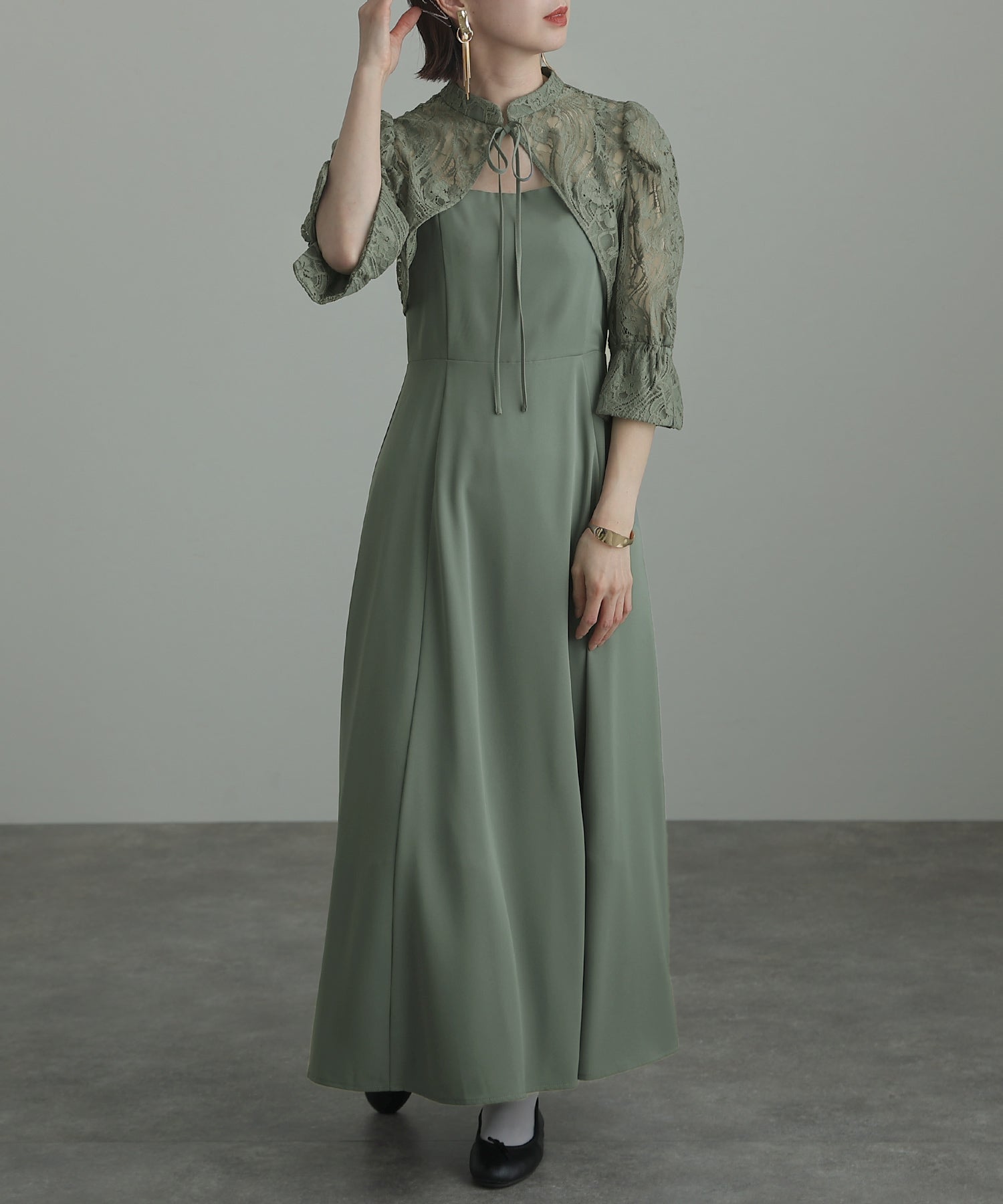 PourVous Bolero Party Dress Ceremony Midi Length &amp; Sleeved Wedding Formal Dress for Women in their 20s, 30s and 40s