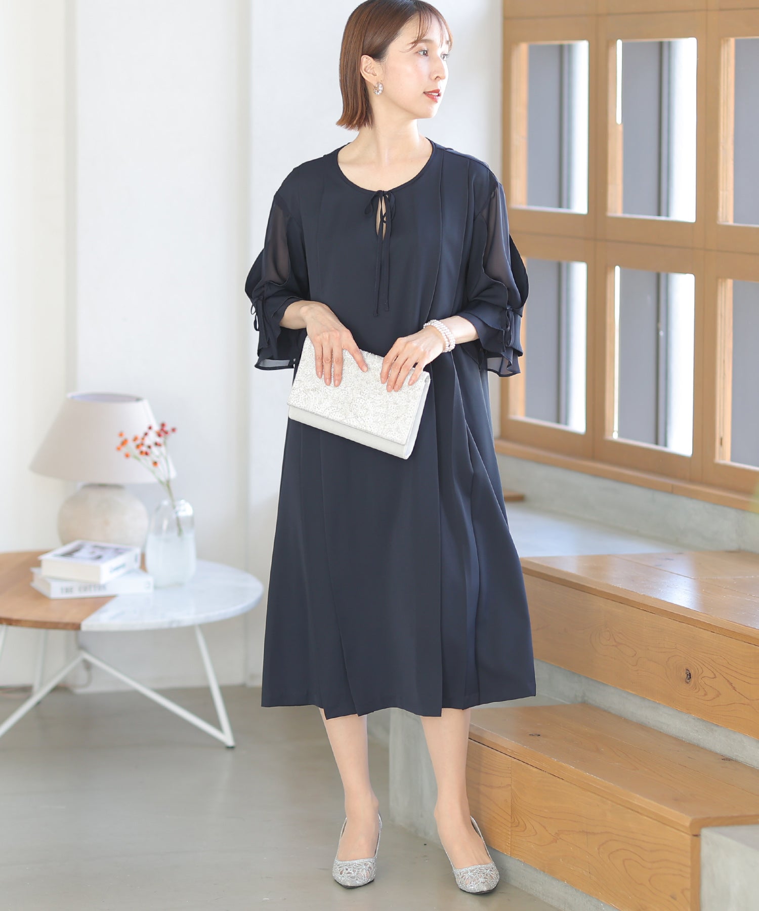 PourVous Wedding Party Dress Maternity 3/4 Sleeve & Mid-length Large Size Formal Dress 20s 30s 40s