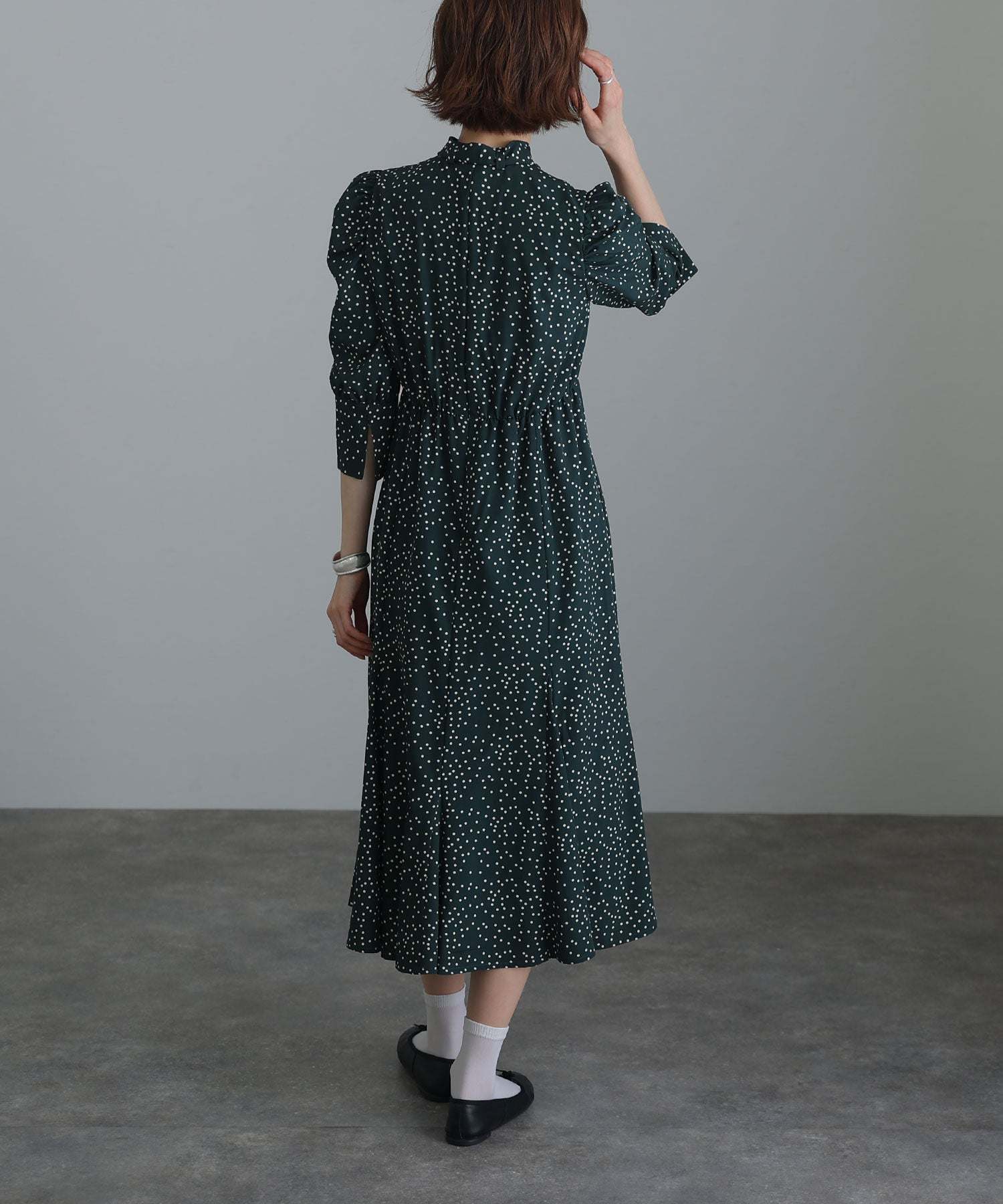 プールヴー PourVous 結婚式パーティードレスレトロ袖あり&ミモレ丈お呼ばれフォーマル ワンピース 20代 30代 40代 （グリーン） グリーン