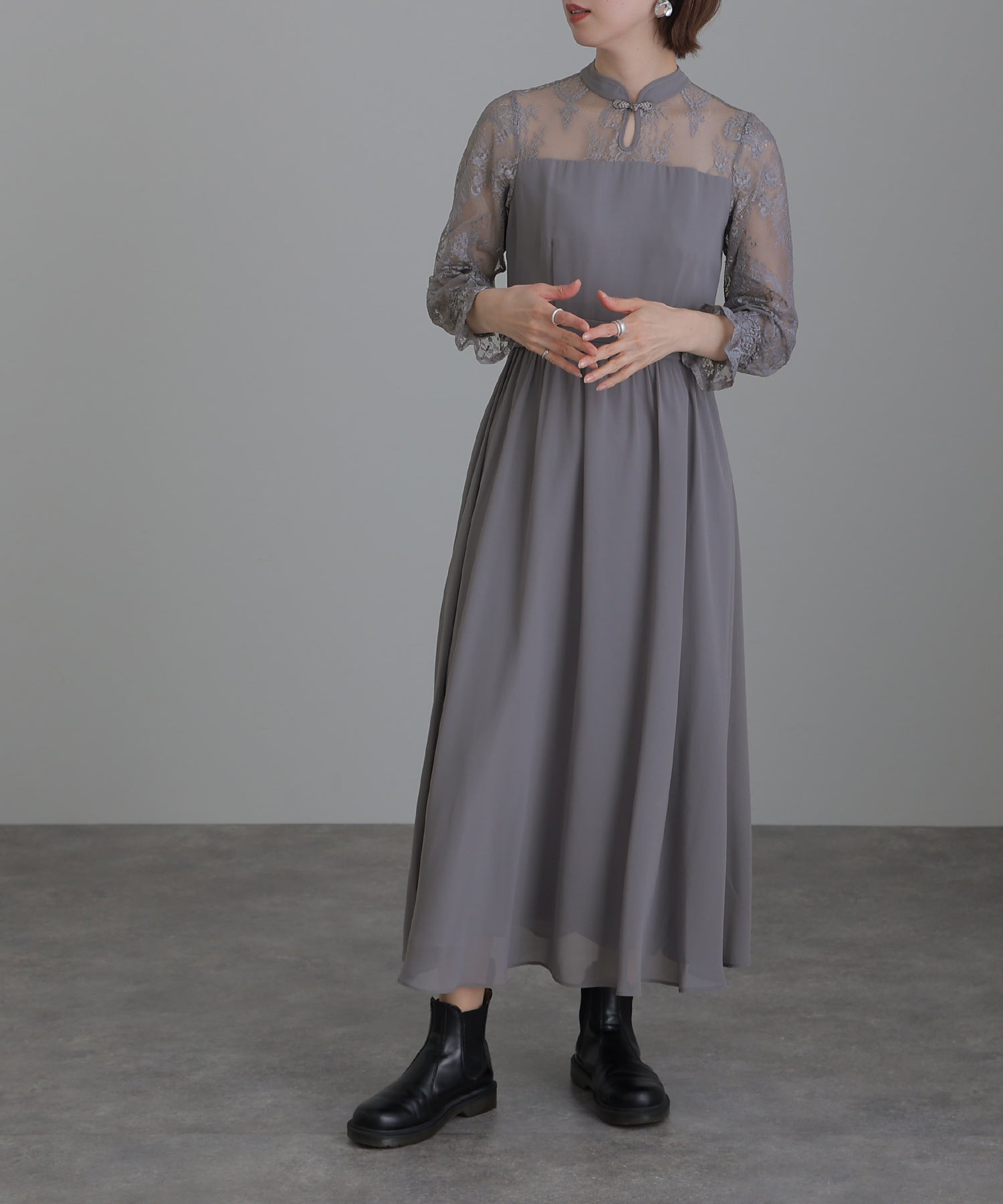 PourVous Wedding Party Dress, Chinese Style Mid-Length & Sleeved, Formal Dress, 20s, 30s, 40s