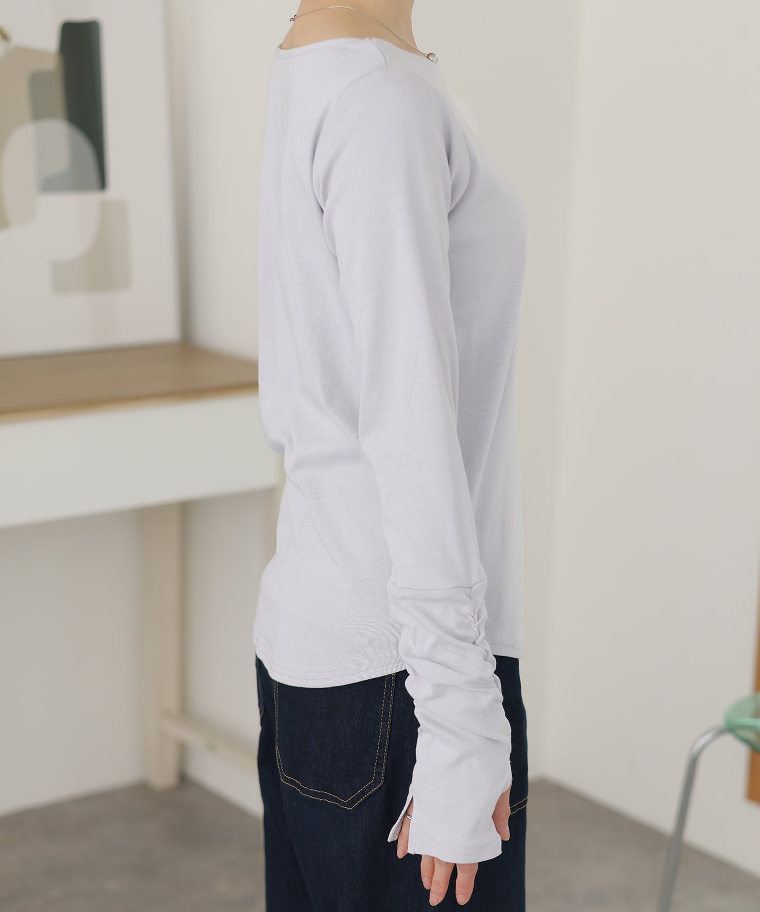 PourVous Boat Neck Fingerless T-Shirt
