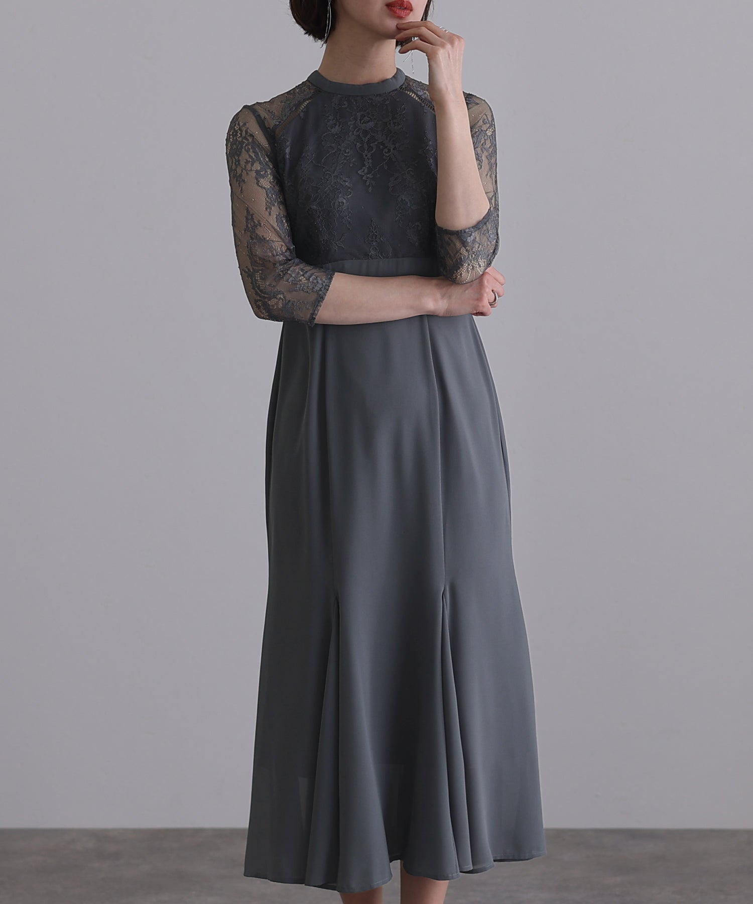 PourVous Mermaid Party Dress Mid-length & 3/4 Sleeve Wedding Forma