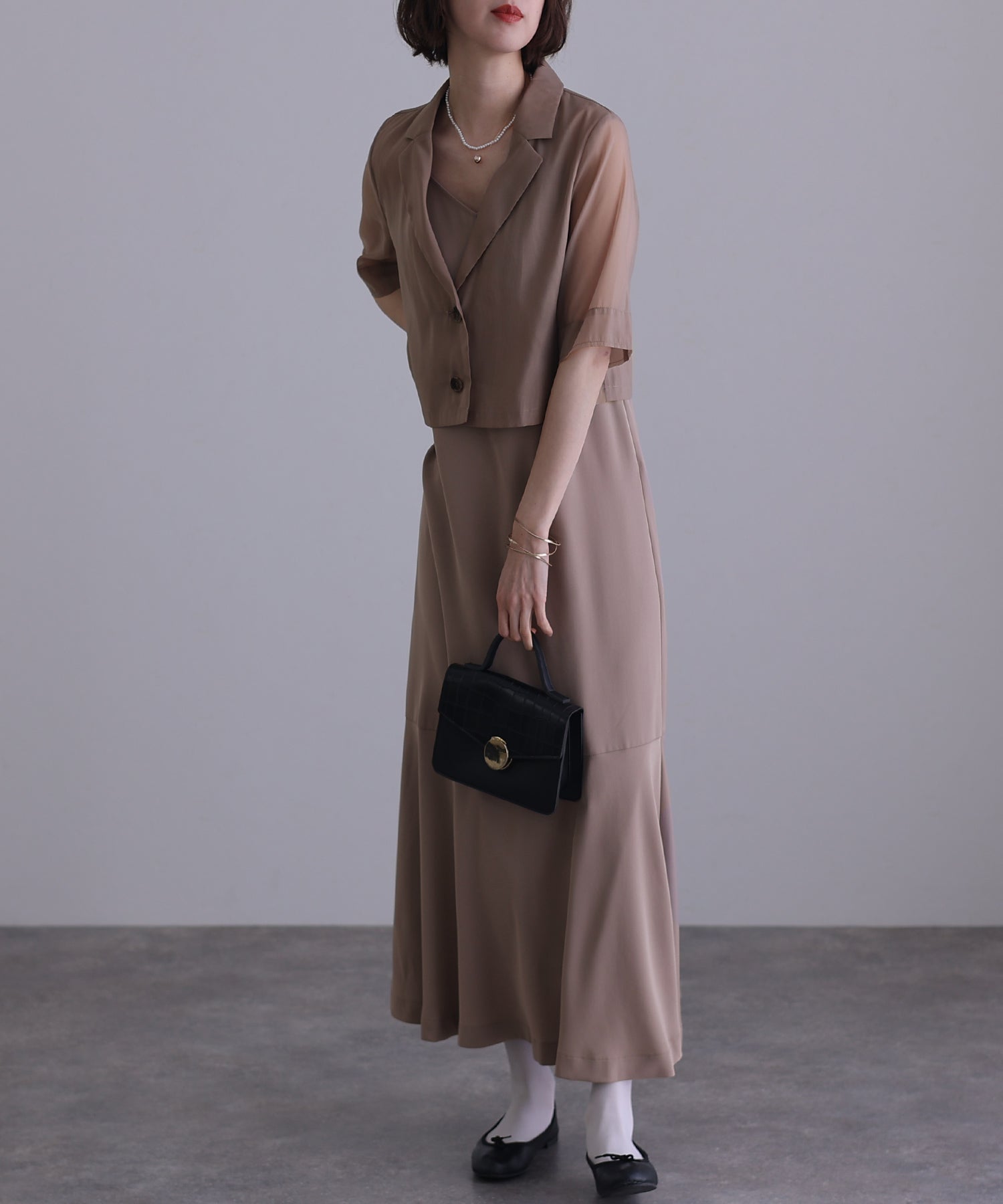 PourVous sheer jacket and dress set