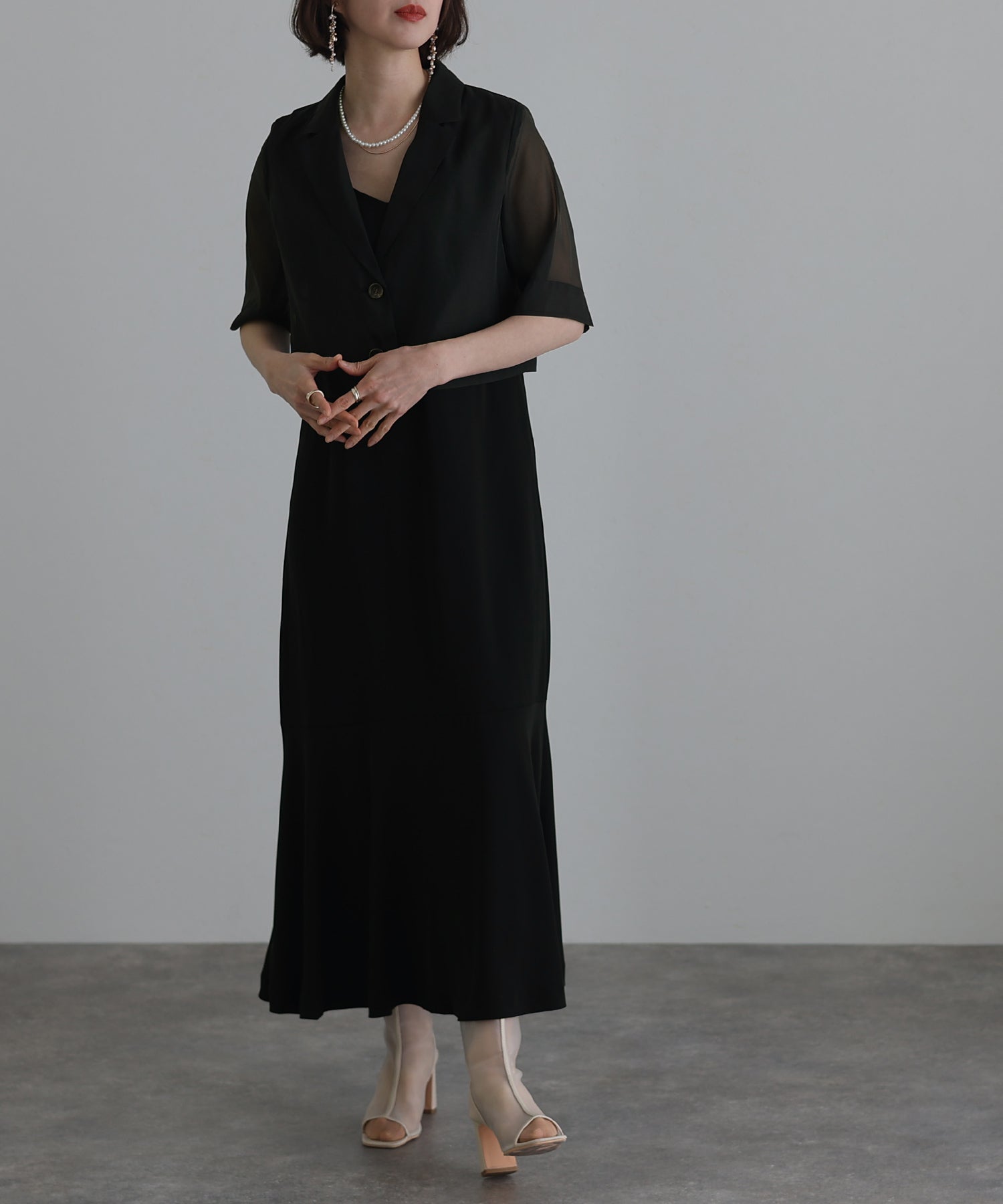 PourVous sheer jacket and dress set