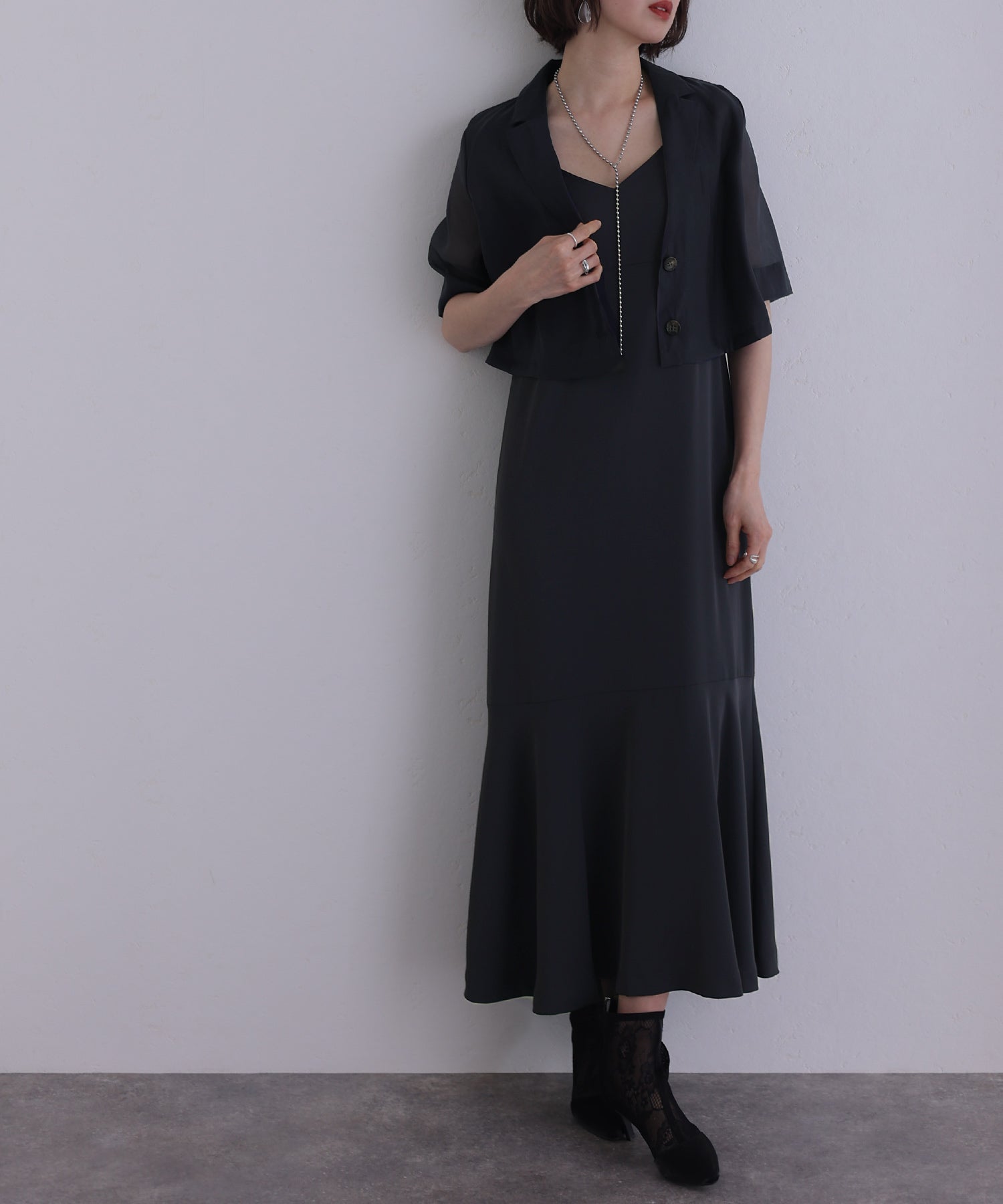 PourVous sheer jacket and dress set