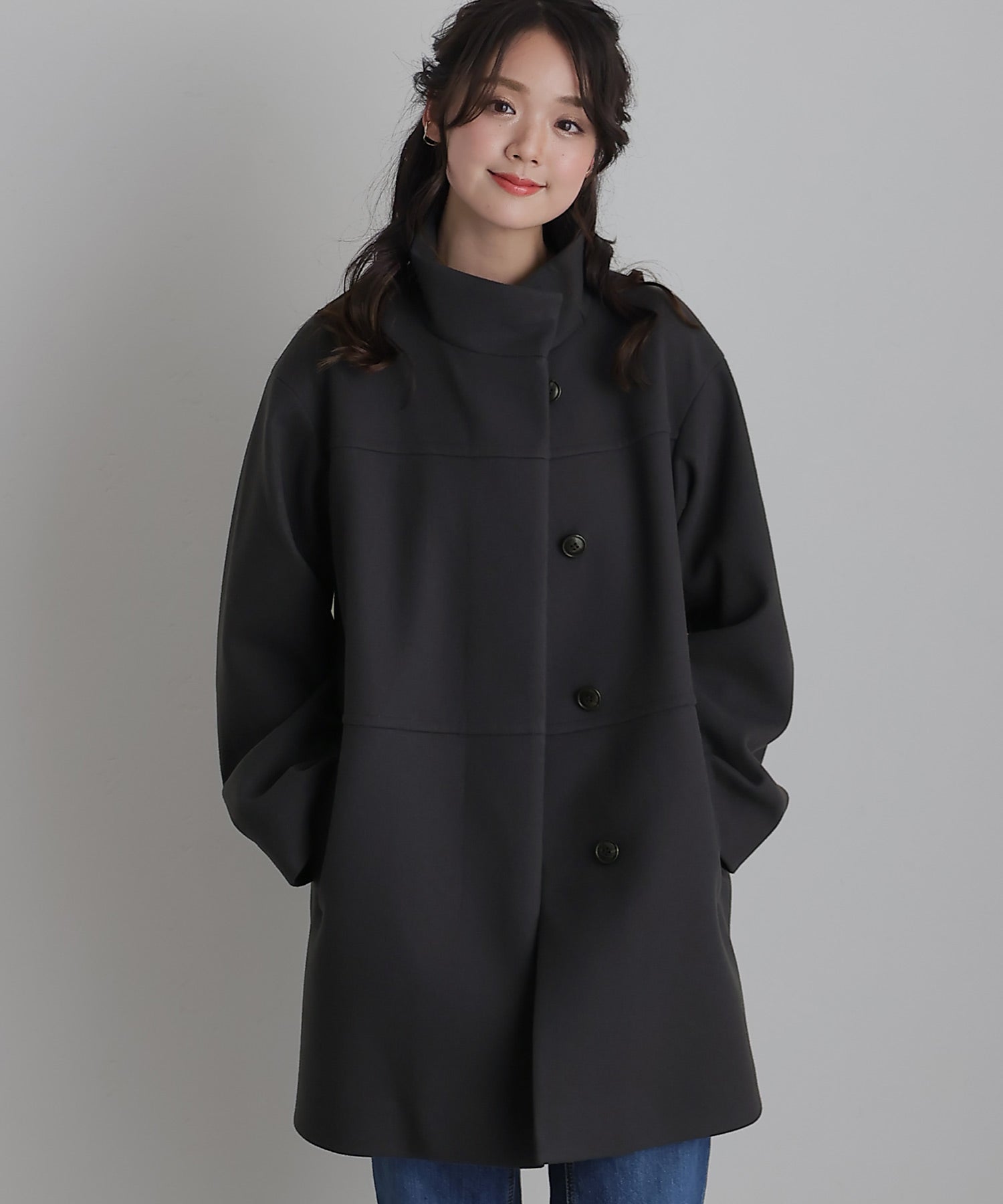 PourVous Faux wool stand-up collar coat