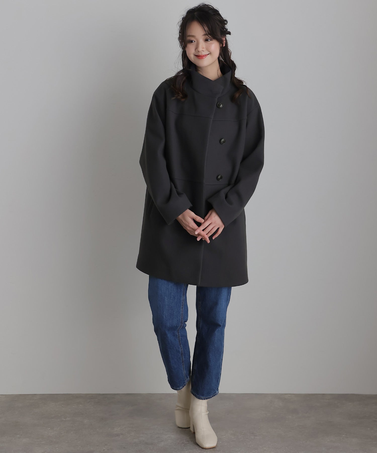 PourVous Faux wool stand-up collar coat