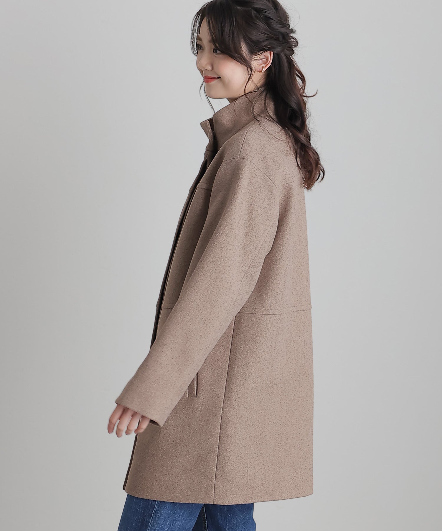 PourVous Faux wool stand-up collar coat