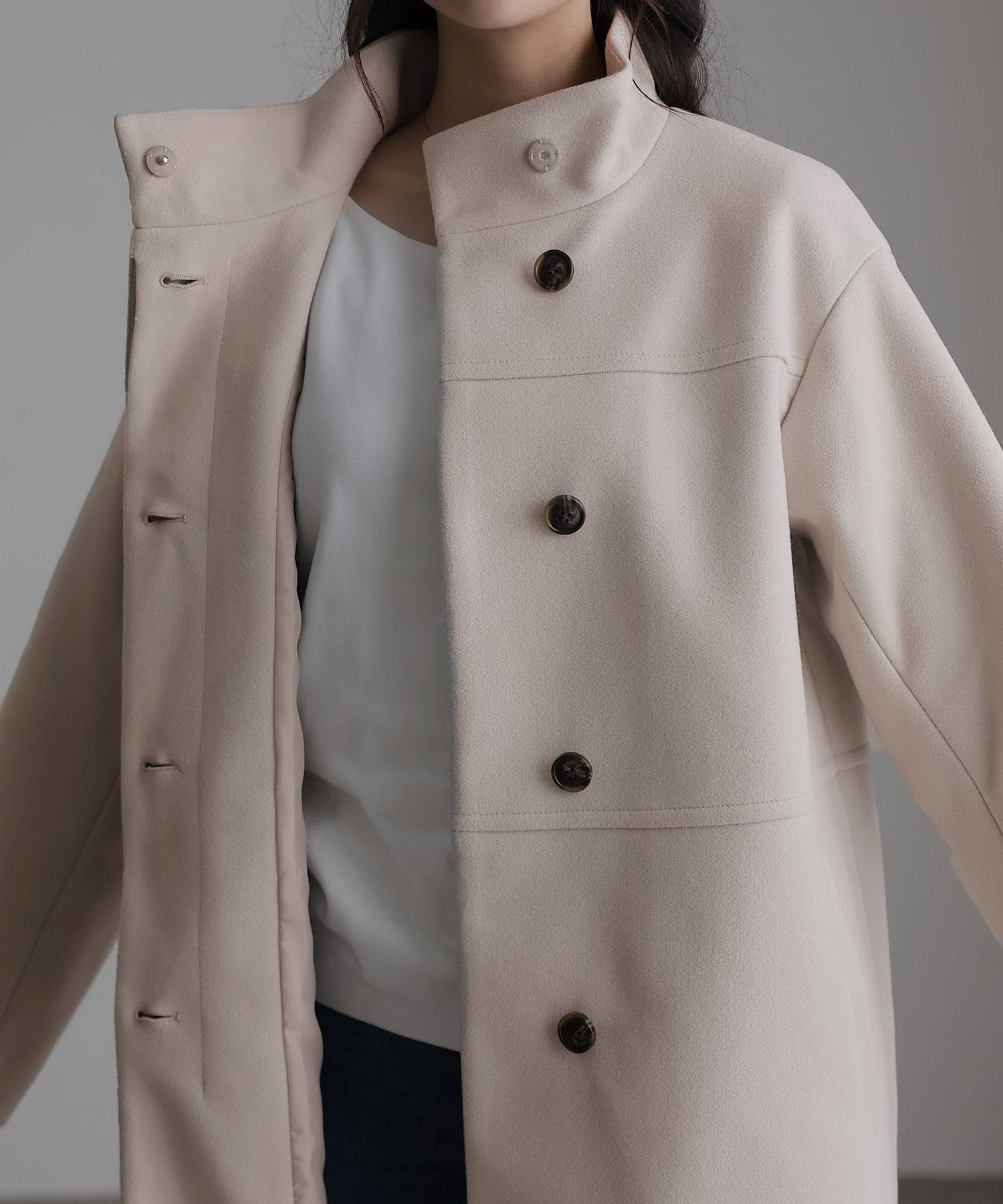 PourVous Faux wool stand-up collar coat