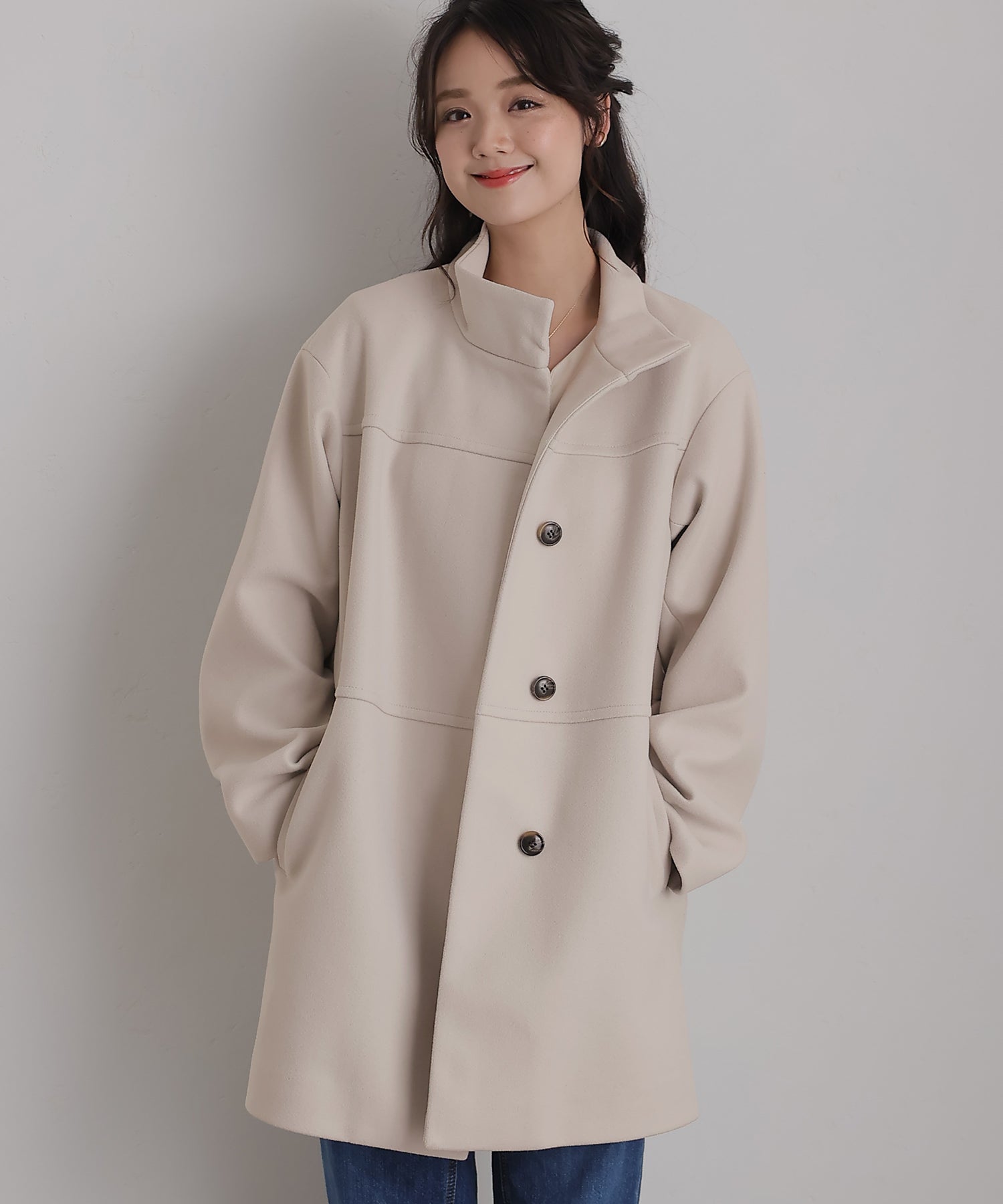 PourVous Faux wool stand-up collar coat