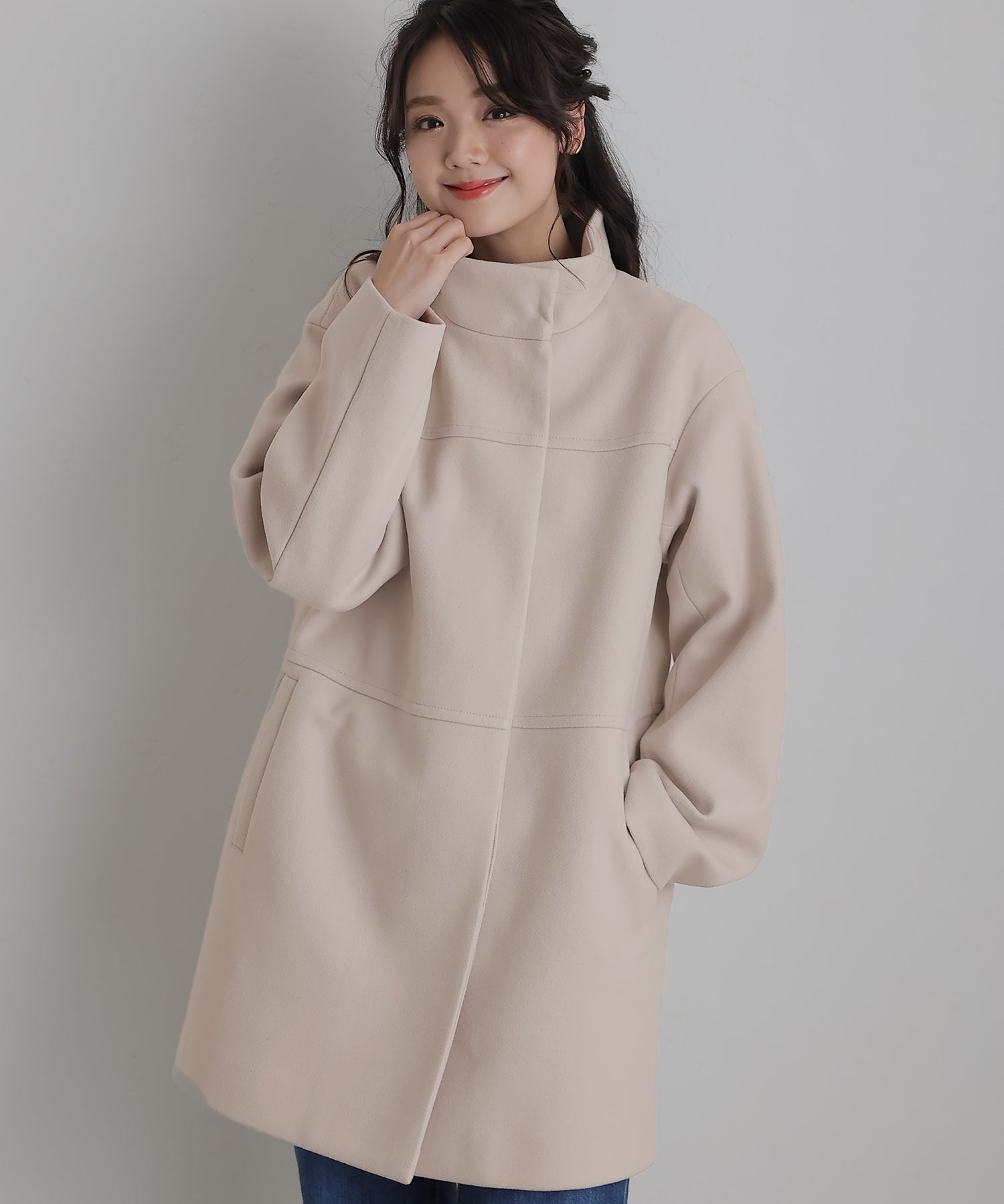 PourVous Faux wool stand-up collar coat