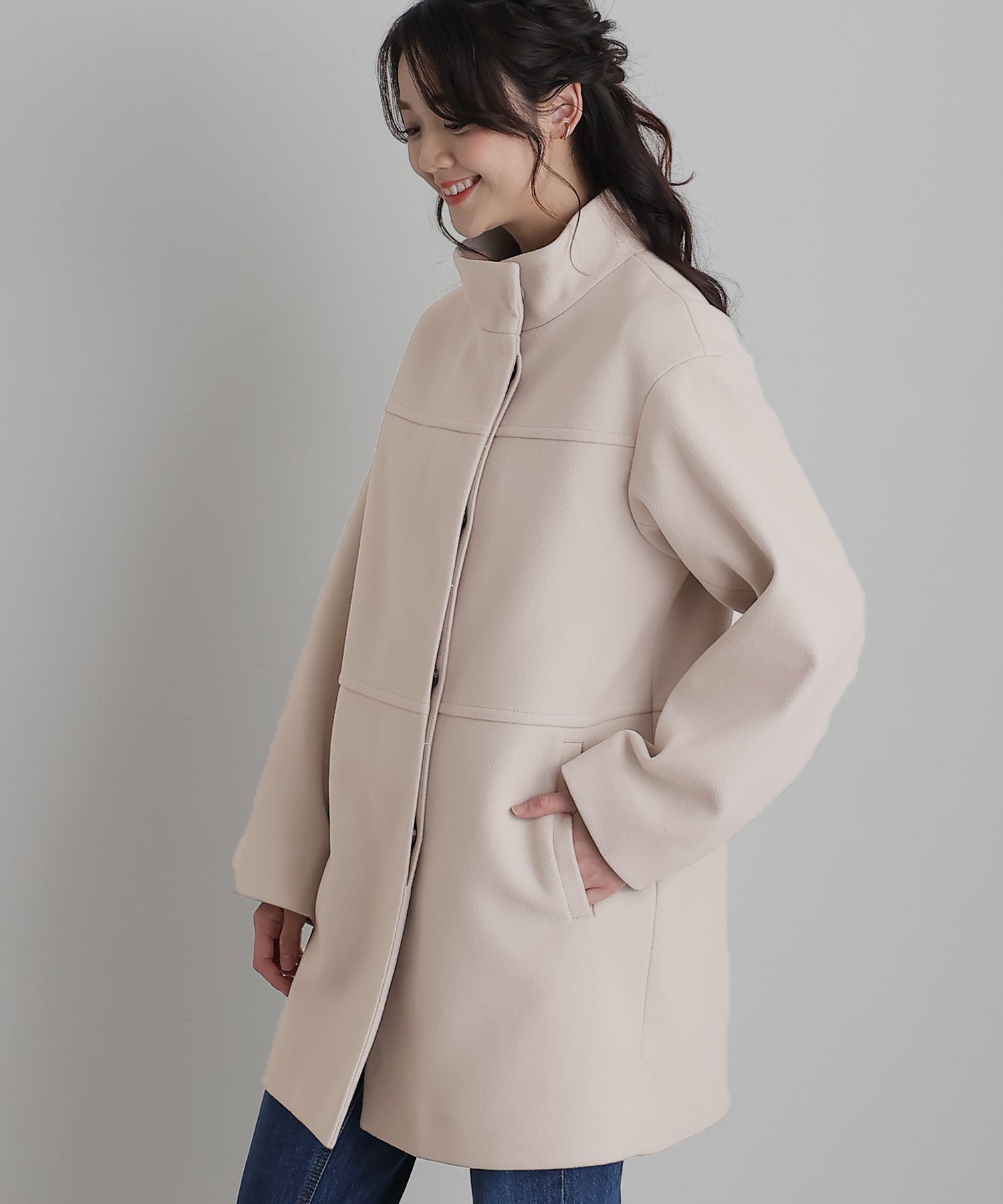 PourVous Faux wool stand-up collar coat