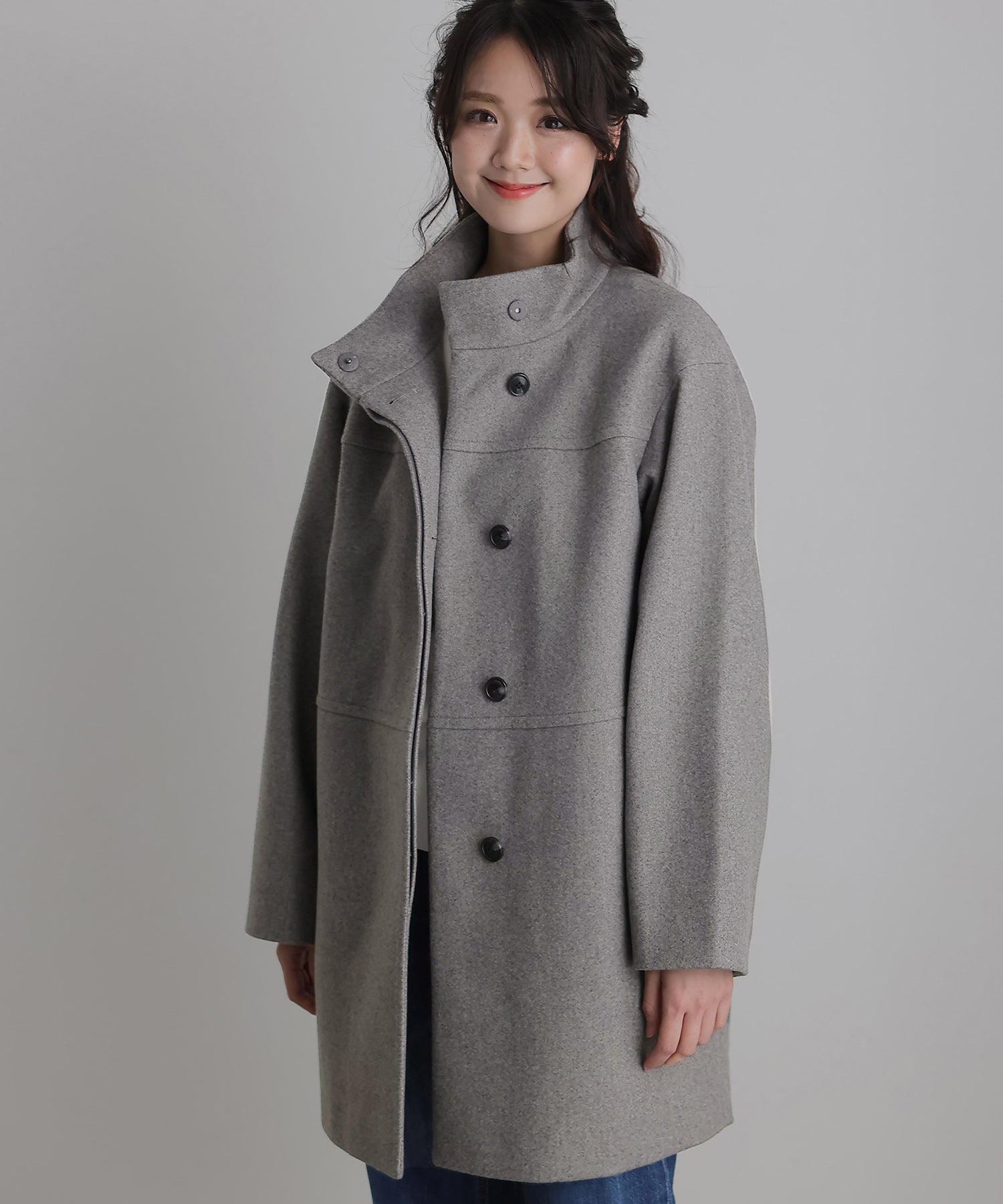 PourVous Faux wool stand-up collar coat