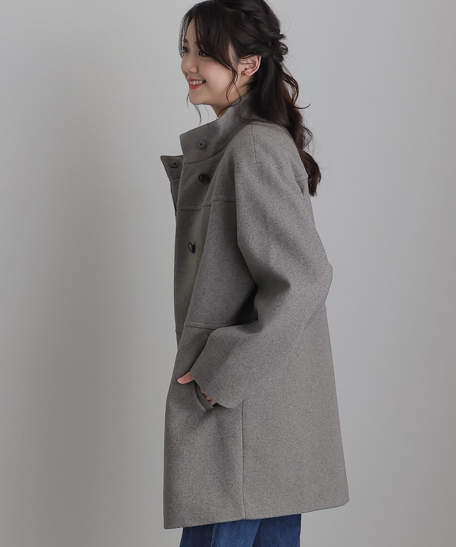 PourVous Faux wool stand-up collar coat