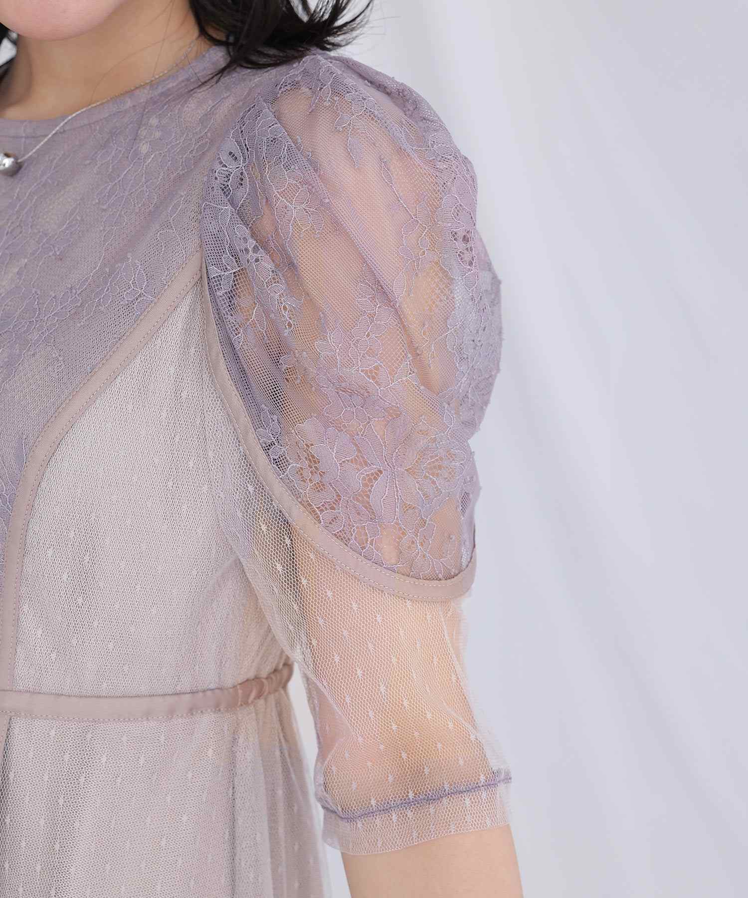 プールヴー PourVous 五分袖&ミモレ丈パーティードレスレースお呼ばれ結婚式フォーマル ワンピース 20代 30代 40代 （グリーン） グリーン