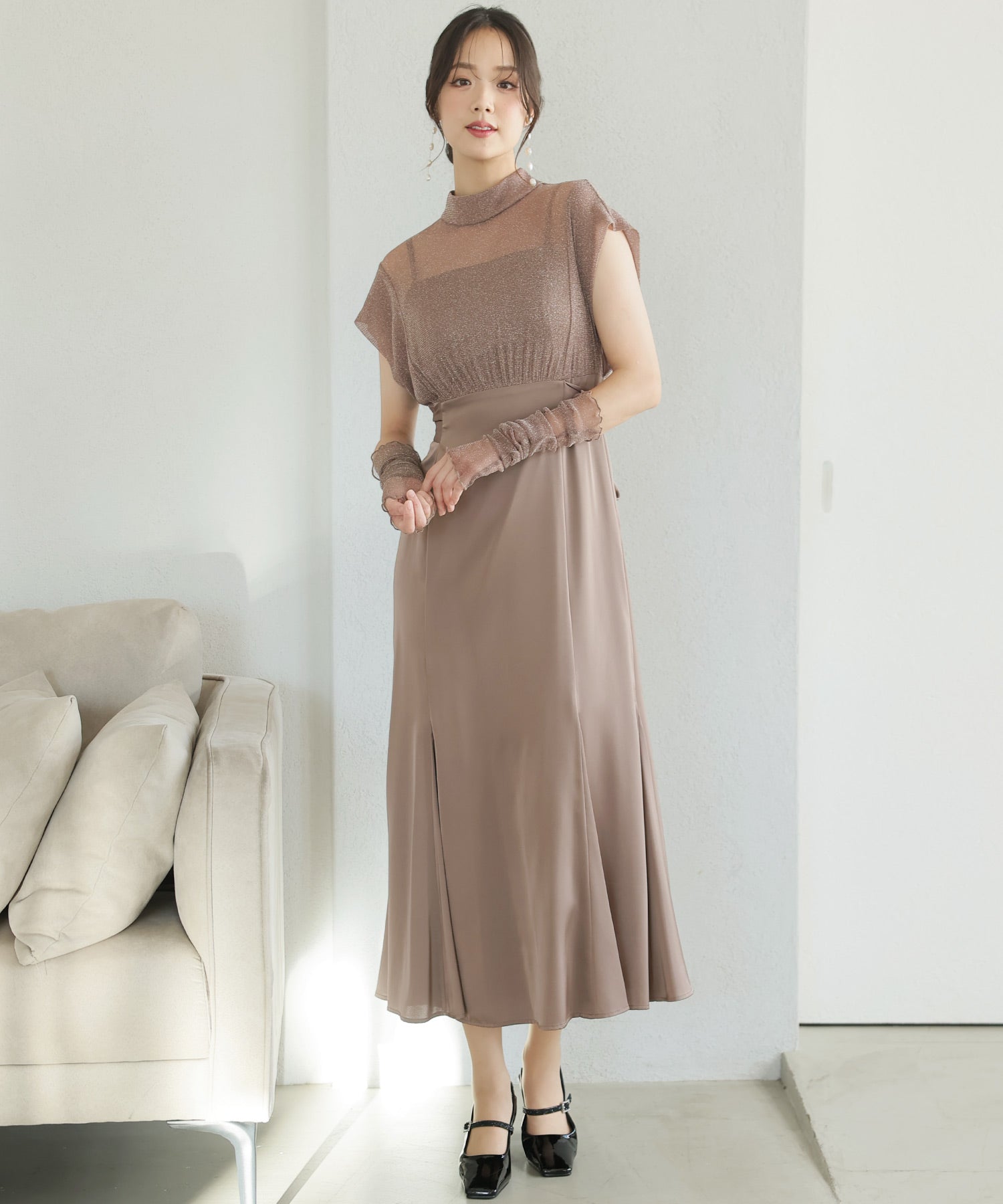 泳池Vuu Pourvous Sleeve＆Mimore長度派對禮服臂套，稱為正式一件20S 30S 40S