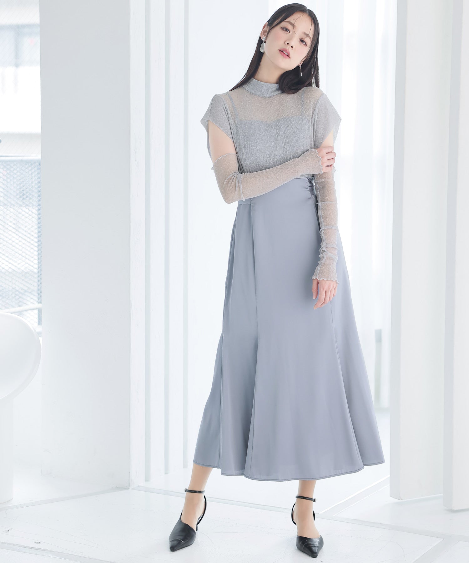 泳池Vuu Pourvous Sleeve＆Mimore長度派對禮服臂套，稱為正式一件20S 30S 40S