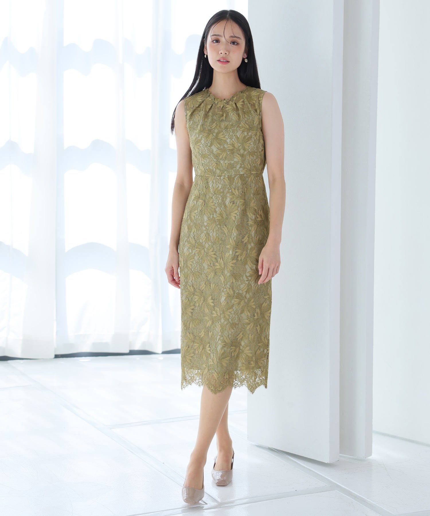 PourVous Long Party Dress with Sleeves, Ribbon Bolero, Wedding Formal Dress, 20s, 30s, 40s