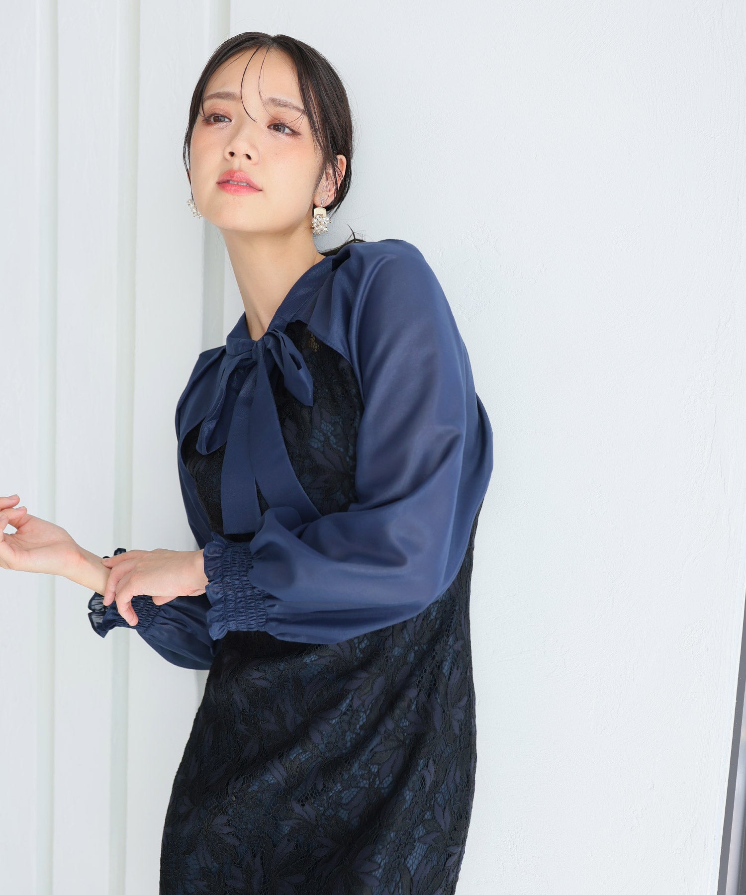 PourVous Long Party Dress with Sleeves, Ribbon Bolero, Wedding Formal Dress, 20s, 30s, 40s