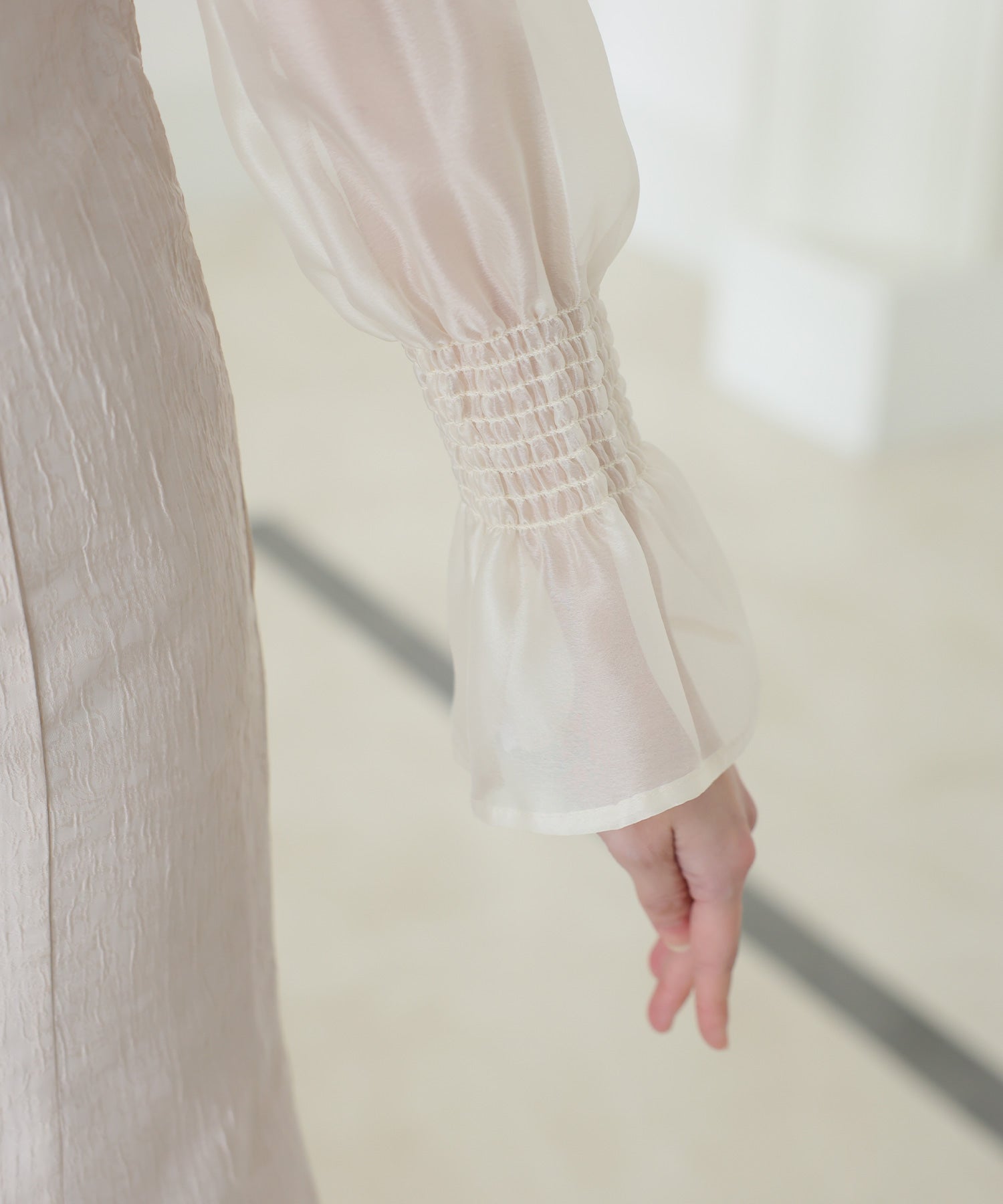プールヴー PourVous ミモレ丈&袖ありフォーマルギャザーセレモニー結婚式パーティードレス フォーマル ワンピース パーティードレス 20代 30代 40代 （ブルーグレー） ブルーグレー