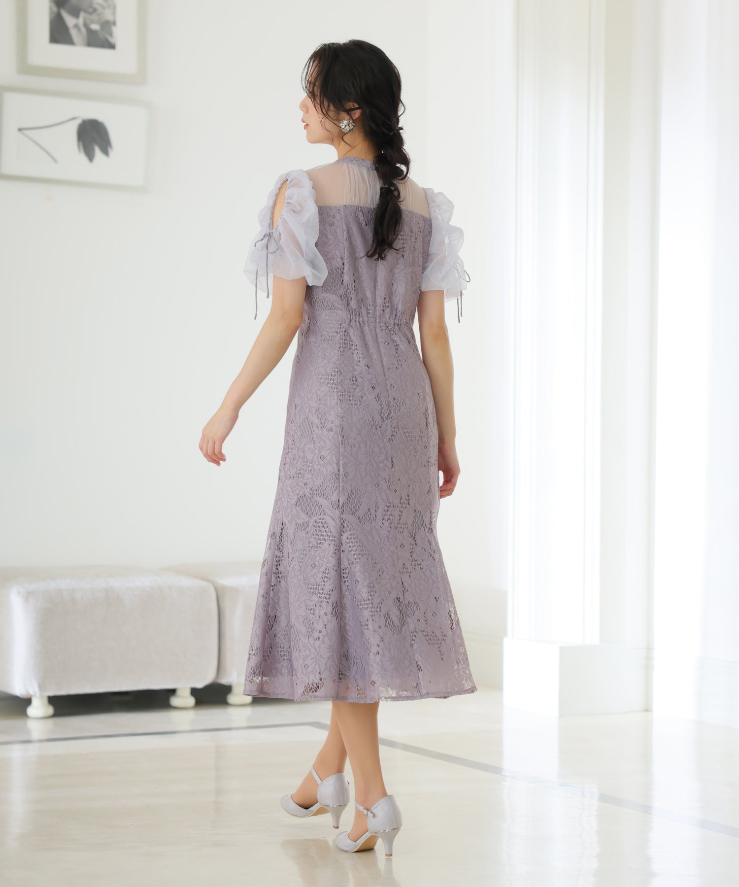 PourVous Sleeve Cutout Party Dress for Invitations with Sleeves & Long Formal Wedding Dress Formal One-Piece Party Dress for 20s, 30s, 40s