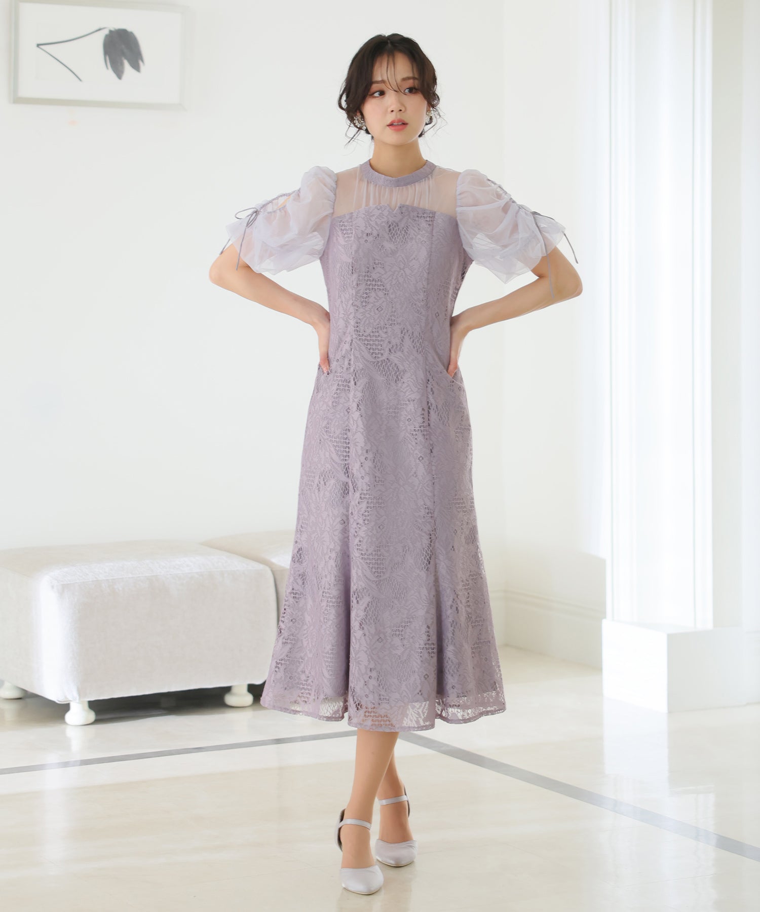 PourVous Sleeve Cutout Party Dress for Invitations with Sleeves & Long Formal Wedding Dress Formal One-Piece Party Dress for 20s, 30s, 40s