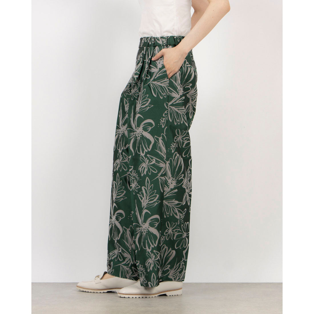Pants.jp Leaf Jacquard Wide Pants