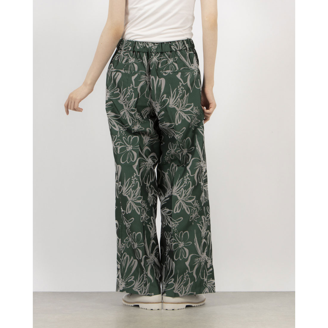 Pants.jp Leaf Jacquard Wide Pants