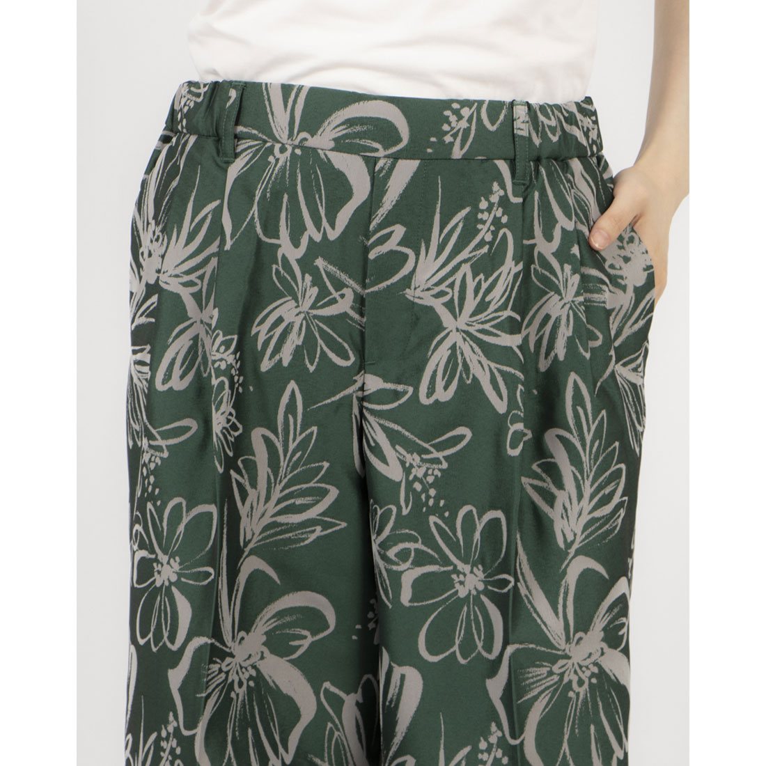 Pants.jp Leaf Jacquard Wide Pants