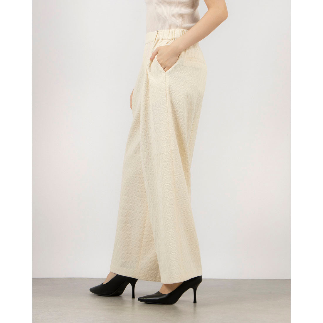 Pants.jp Herringbone Jacquard Wide Pants