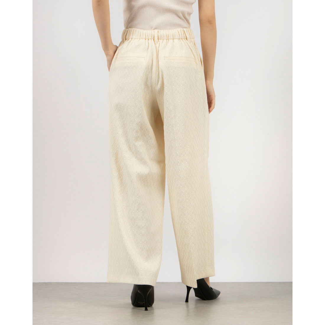 Pants.jp Herringbone Jacquard Wide Pants