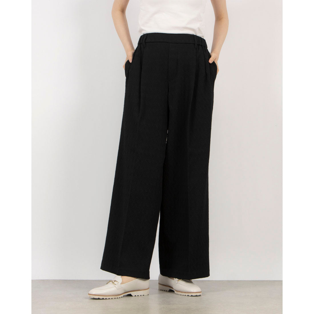 Pants.jp Herringbone Jacquard Wide Pants