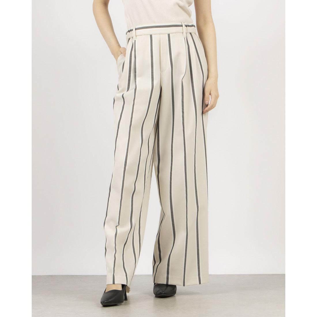 Pants.jp Linen-like Semi-wide Pants