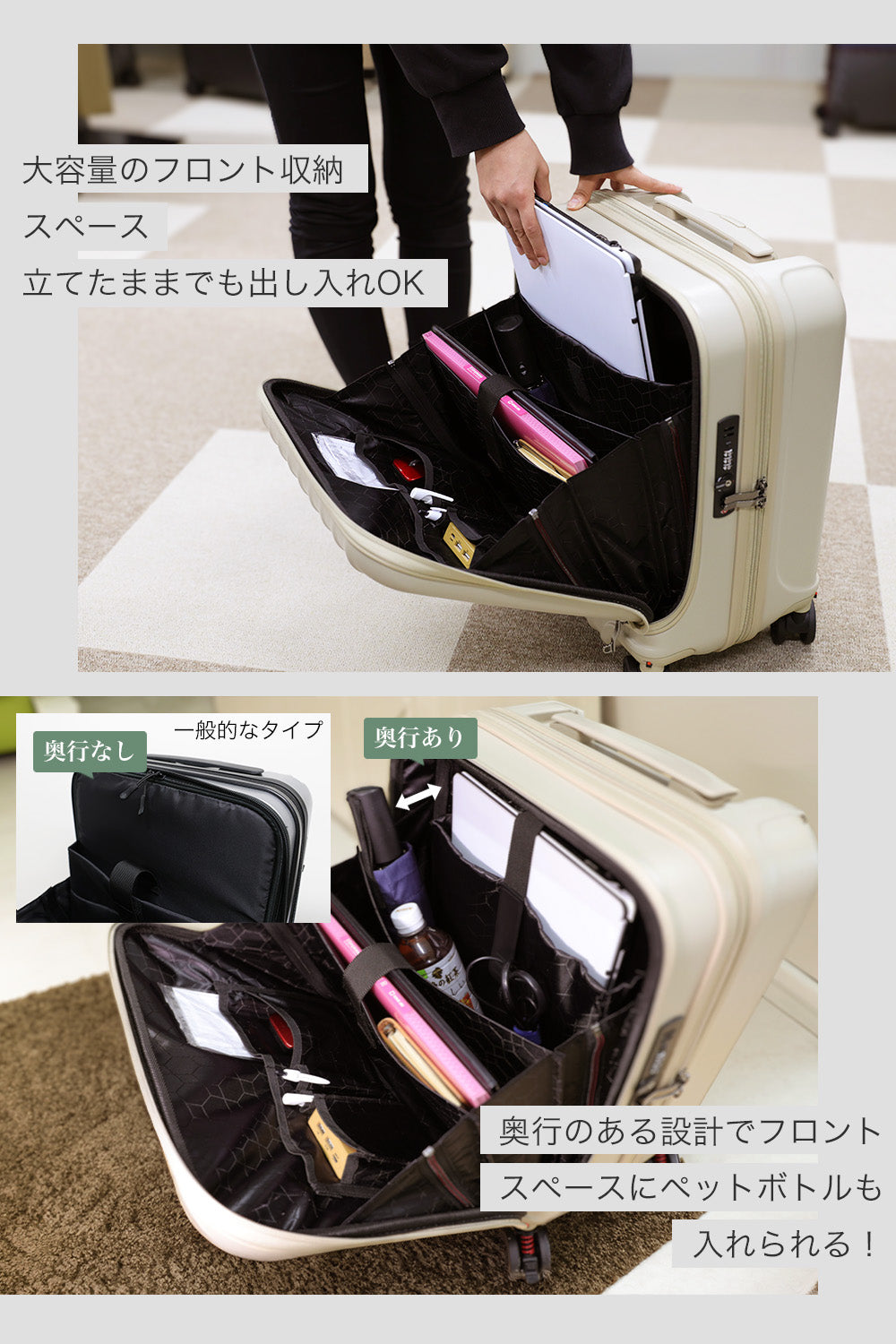 プロエヴォ Proevo Proevo スーツケース キャリーケース キャリーバッグ 機内持ち込み フロントオープン カップホルダー  8輪 ストッパー USB充電  S-MAX  ダイヤル TSA (10006S) （エンボス/ネイルピンク） エンボス/ネイルピンク