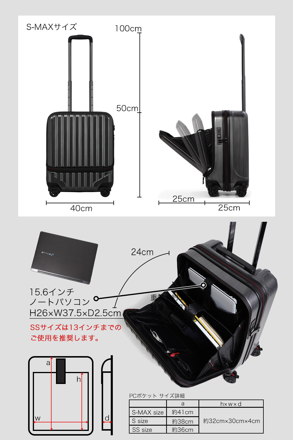 プロエヴォ Proevo Proevo スーツケース キャリーケース キャリーバッグ 機内持ち込み フロントオープン カップホルダー  8輪 ストッパー USB充電  S-MAX  ダイヤル TSA (10006S) （エンボス/ネイルピンク） エンボス/ネイルピンク