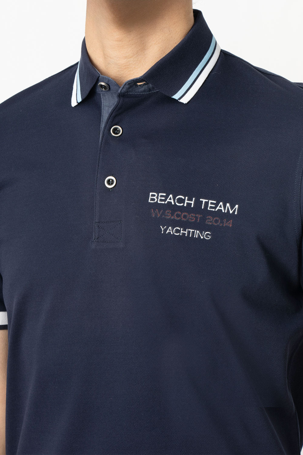 ポポロ ロトンド Popolo rotondo Short Sleeve Polo Shirt （Blue） Blue