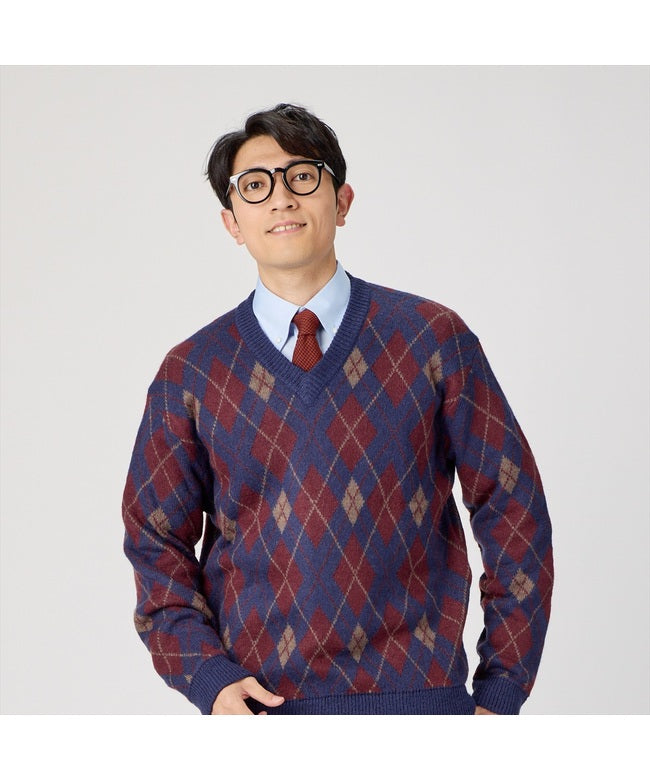 Perfect Pitta Re:) 【Pitta Re:)】 Mohair Argyle Sweater Men's