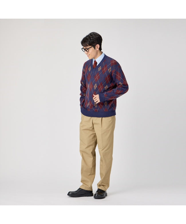 Perfect Pitta Re:) 【Pitta Re:)】 Mohair Argyle Sweater Men's