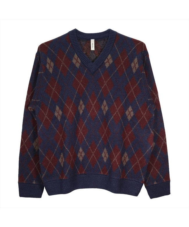 Perfect Pitta Re:) 【Pitta Re:)】 Mohair Argyle Sweater Men's