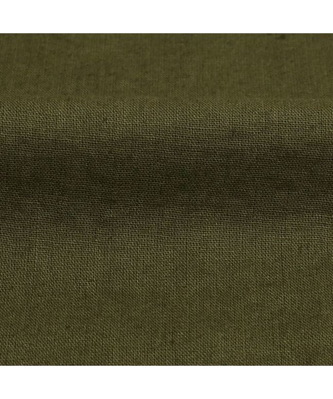 ピッタリ Pitta Re:) 綿麻 ラウンドテール ボタンダウン 半袖カジュアルシャツ （オリーブグリーン） オリーブグリーン