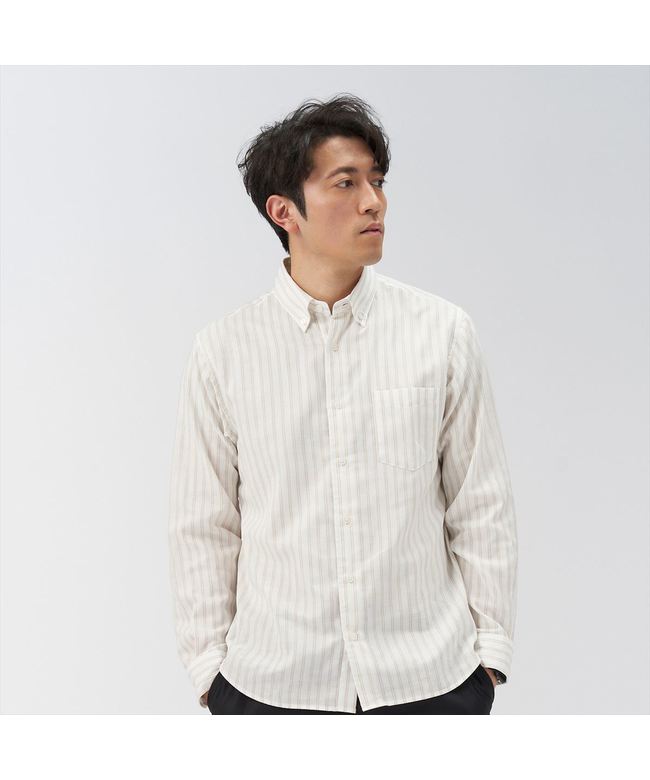 ピッタリ Pitta Re:) 【Pitta Re:)】 Wガーゼ ボタンダウン衿 綿100%シャツ,ライトベージュ