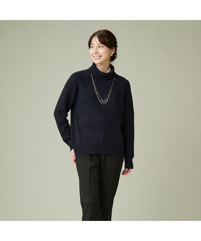 ピッタリ Pitta Re:) 【Pitta Re:)】 オフタートルニットプルオーバー レディース （ネイビー） ネイビー