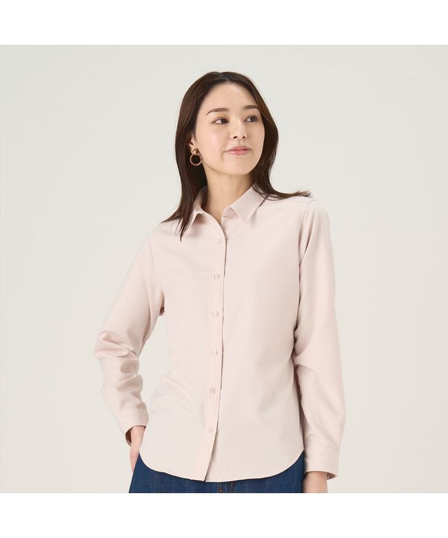 Perfect Pitta Re:) 【Pitta Re:)】 Wool-like Regular Collar Casual Shirt Long Sleeve Women's