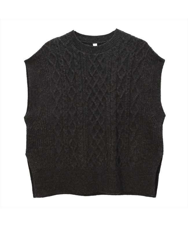 Pitta Re:) 【Pitta Re:)】 Lamb Blend Cable Knit Vest for Women
