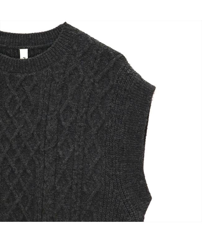 Pitta Re:) 【Pitta Re:)】 Lamb Blend Cable Knit Vest for Women