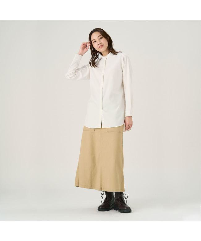 ピッタリ Pitta Re:) 【Pitta Re:)】 羊毛感 立領 休閒襯衫 長袖 女士