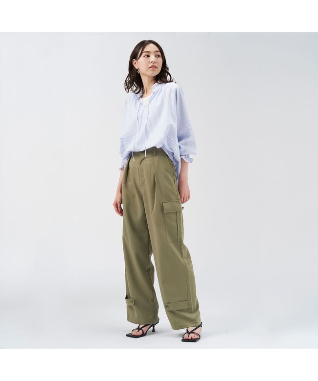 Pitta Re:) 【Pitta Re:)】 Ruffled collar raglan long sleeve blouse
