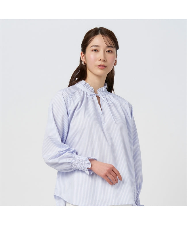 Pitta Re:) 【Pitta Re:)】 Ruffled collar raglan long sleeve blouse