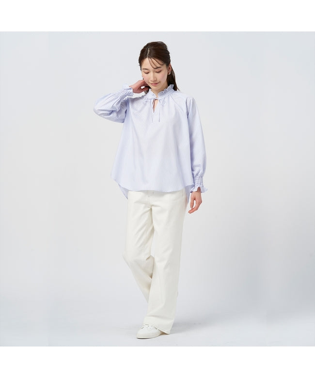 Pitta Re:) 【Pitta Re:)】 Ruffled collar raglan long sleeve blouse